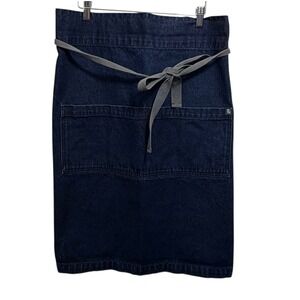 Hedley & Bennett Jack Navy Denim Waist Bistro Chef Apron Mens OS Blue Pockets